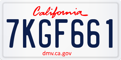 CA license plate 7KGF661