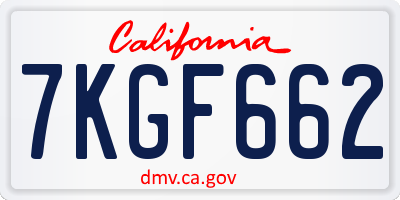 CA license plate 7KGF662