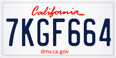 CA license plate 7KGF664