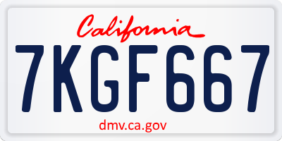 CA license plate 7KGF667