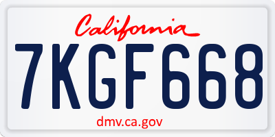 CA license plate 7KGF668