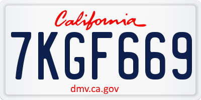CA license plate 7KGF669