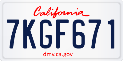 CA license plate 7KGF671