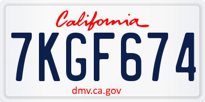 CA license plate 7KGF674