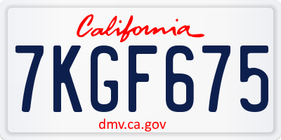 CA license plate 7KGF675
