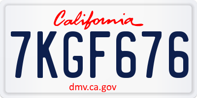 CA license plate 7KGF676