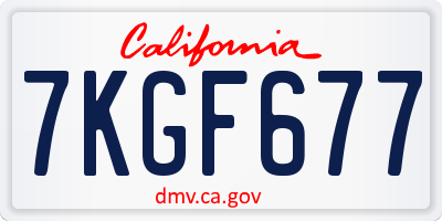 CA license plate 7KGF677