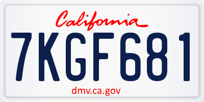 CA license plate 7KGF681
