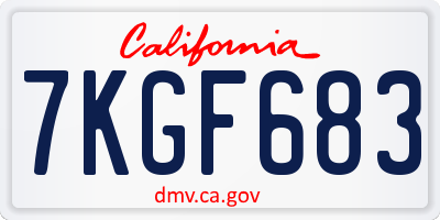CA license plate 7KGF683