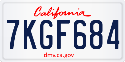 CA license plate 7KGF684