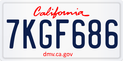 CA license plate 7KGF686