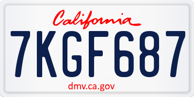 CA license plate 7KGF687