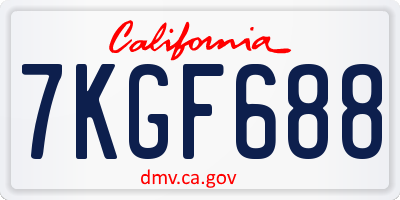 CA license plate 7KGF688