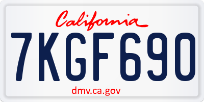 CA license plate 7KGF690