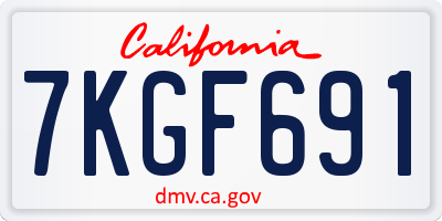 CA license plate 7KGF691