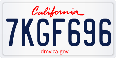 CA license plate 7KGF696