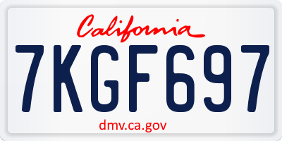 CA license plate 7KGF697