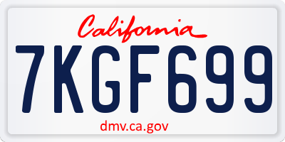 CA license plate 7KGF699