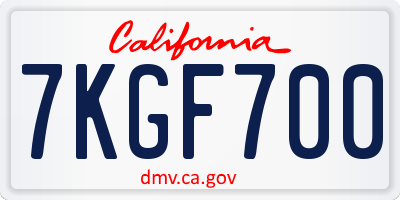 CA license plate 7KGF700