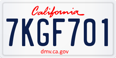 CA license plate 7KGF701