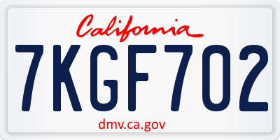 CA license plate 7KGF702