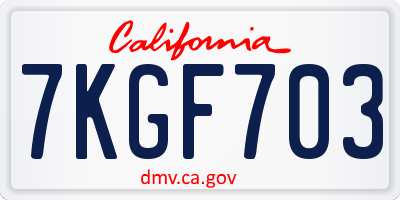 CA license plate 7KGF703