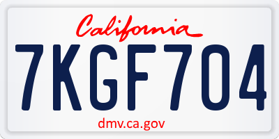CA license plate 7KGF704