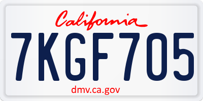 CA license plate 7KGF705