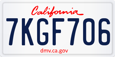 CA license plate 7KGF706