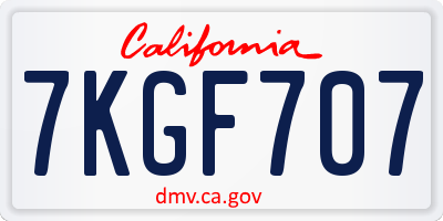 CA license plate 7KGF707