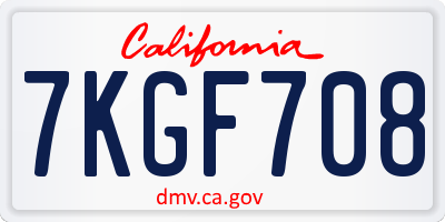 CA license plate 7KGF708