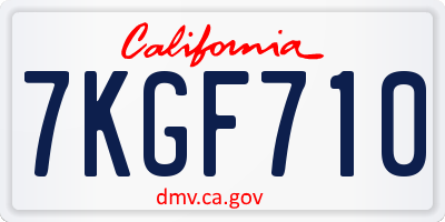 CA license plate 7KGF710