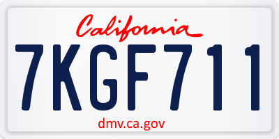 CA license plate 7KGF711
