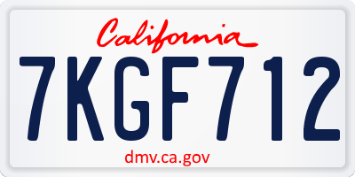 CA license plate 7KGF712