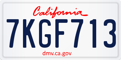 CA license plate 7KGF713