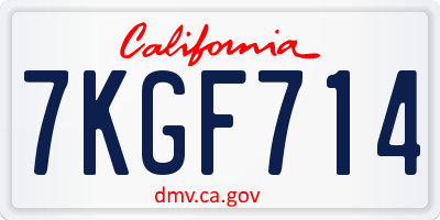 CA license plate 7KGF714