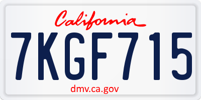 CA license plate 7KGF715