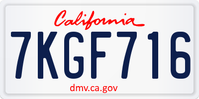 CA license plate 7KGF716