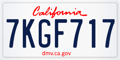 CA license plate 7KGF717