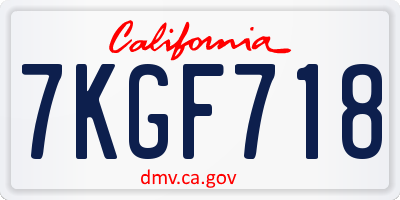 CA license plate 7KGF718