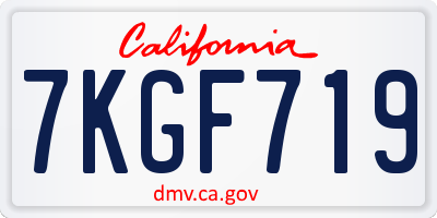 CA license plate 7KGF719