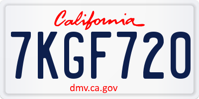 CA license plate 7KGF720