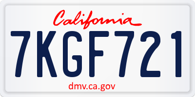 CA license plate 7KGF721