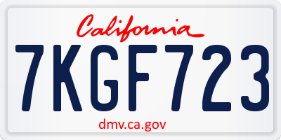 CA license plate 7KGF723