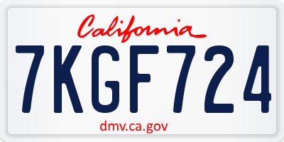 CA license plate 7KGF724