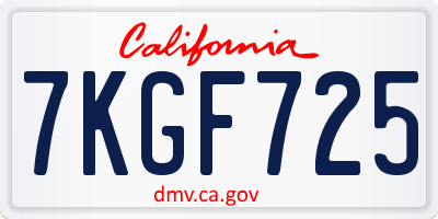 CA license plate 7KGF725
