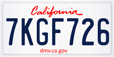 CA license plate 7KGF726