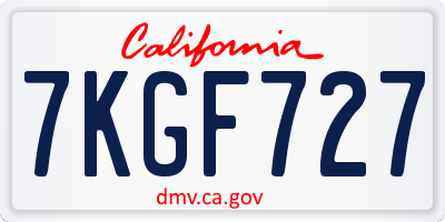 CA license plate 7KGF727