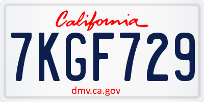 CA license plate 7KGF729