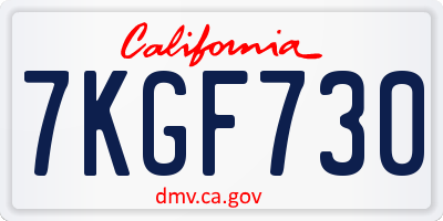CA license plate 7KGF730